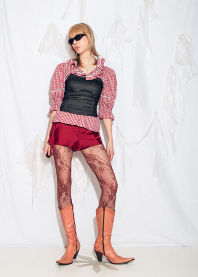 Vintage 80s Folk Line Blouse in Red