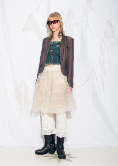 Vintage Y2K Avant Premiere Linen Blazer in Iridescent Brown