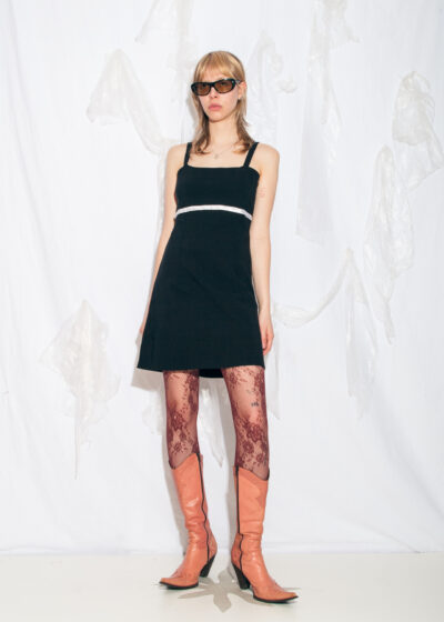 Vintage Y2K Preppy Mini Slip Dress in Black