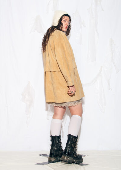 Vintage 90s Leather Coat in Brown