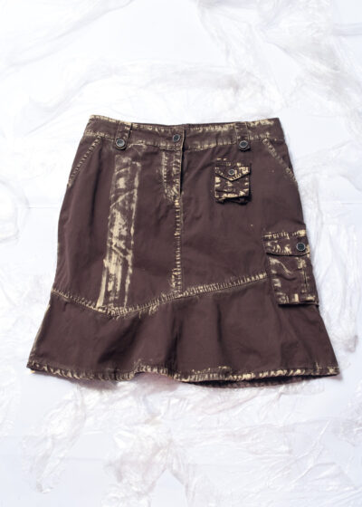 Reworked Vintage Y2K Grunge Midi Skirt in Brown