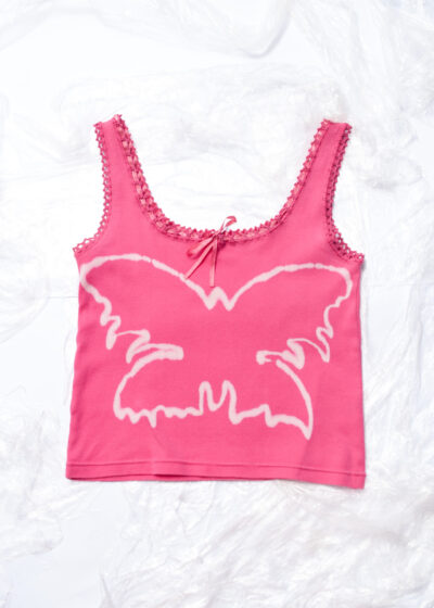 Reworked Vintage Y2K Butterfly Crop Top in Pink