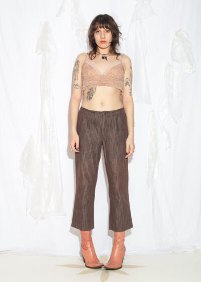 Vintage Y2K Flare Capri Pants in Brown