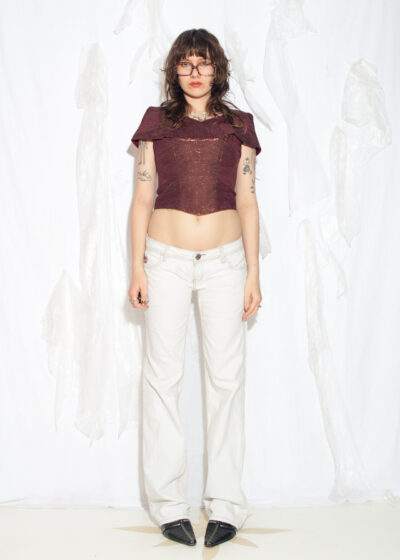 Vintage Y2K Low Rise Flare Jeans in White