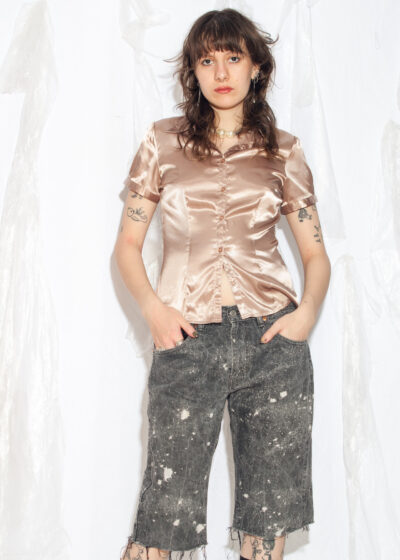 Vintage Y2K Satin Blouse in Beige