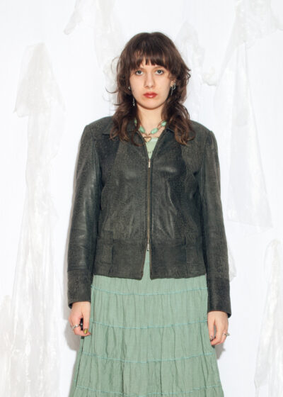 Vintage 90s Grunge Leather Jacket in Grey