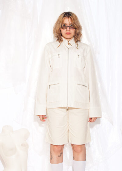 Vintage Jacket Y2K Racing Coat in White