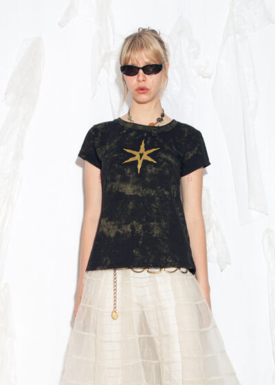 Reworked Vintage Y2K T-Shirt in Green with Star Print