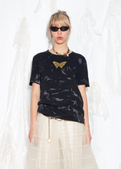 Reworked Vintage Y2K T-shirt in Black with Eat Acid Butterfly