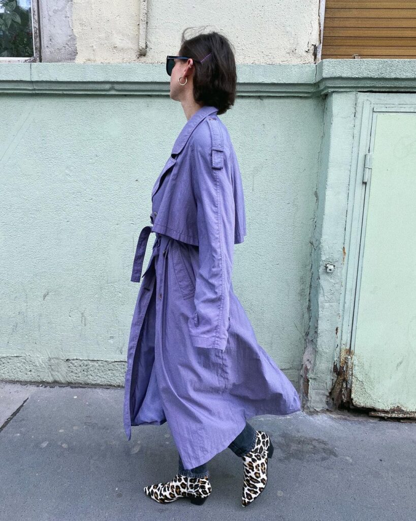 Outfit photo of a person wearing a vintage trench coat