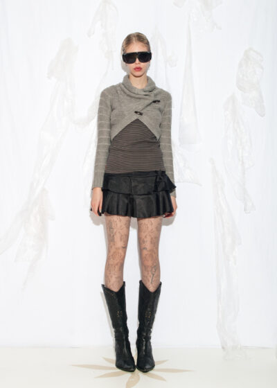 Vintage Y2K Knit Bolero Cardigan in Grey