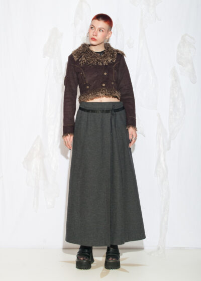 Vintage Y2K Faux Shearling Jacket in Brown