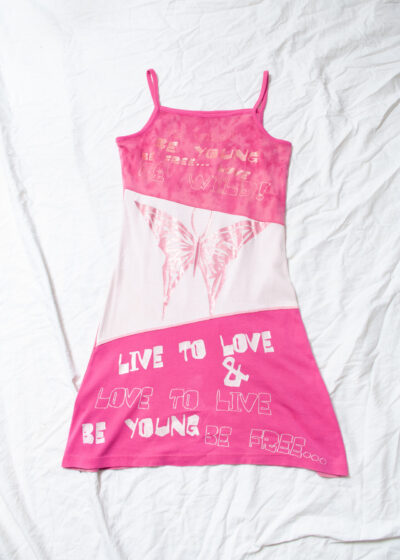 Vintage Y2K Butterfly Slip Dress in Pink