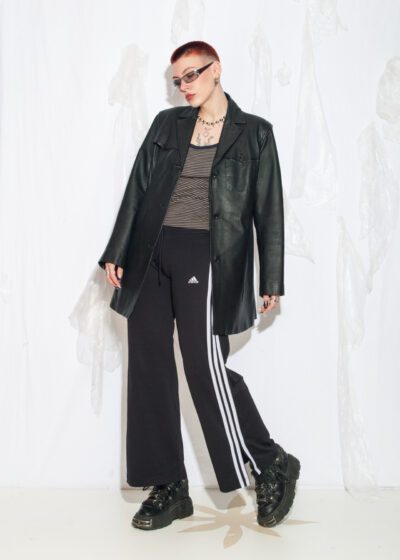 Vintage Y2K Leather Coat in Black