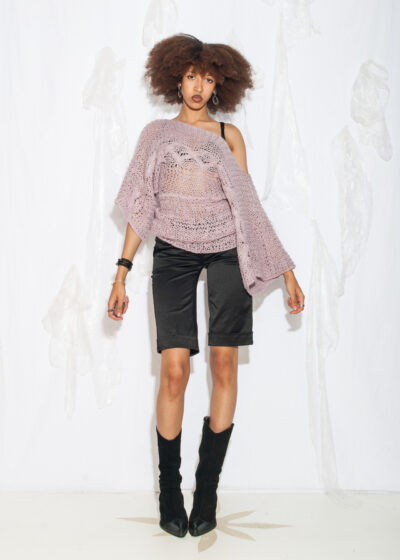 Vintage Y2K Slouchy Knit Top in Dirty Pink