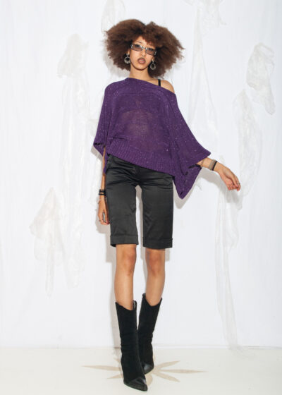 Vintage Y2K Slouchy Knit Top in Purple