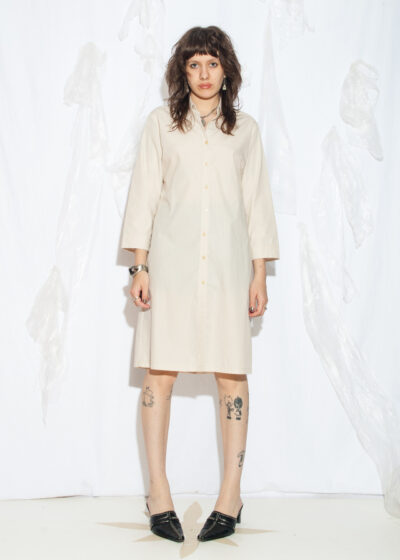 Vintage Y2K Midi Shirt Dress in Beige