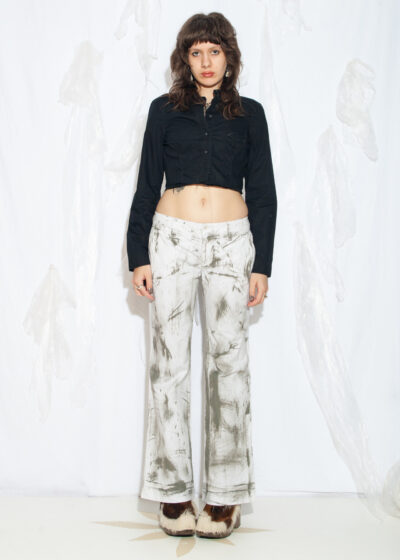 Reworked Vintage Y2K Cropped Shirt in Black