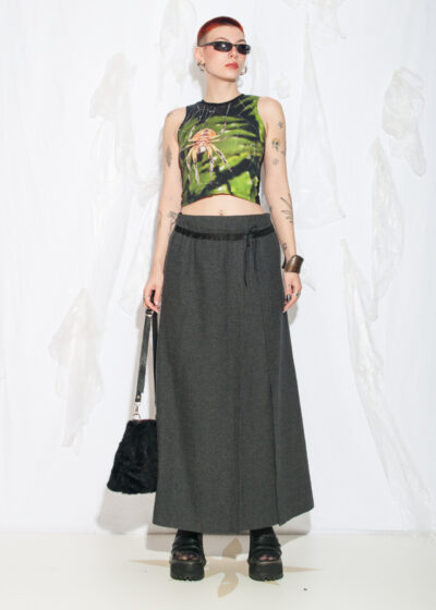 Vintage Y2K Wool Blend Maxi Skirt in Grey