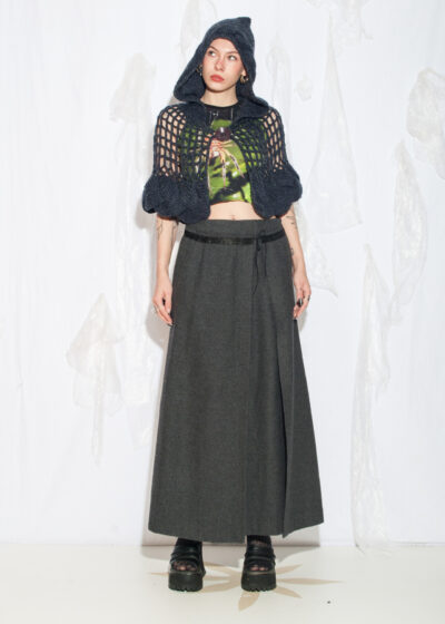 Vintage Y2K Wool Blend Knit Cape with Hood