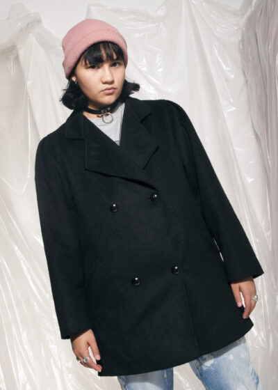 Vintage wool coat 80s minimalist black grunge winter jacket