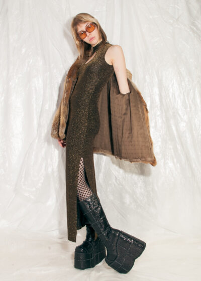 Vintage 90s Evening Maxi Dress in Gold