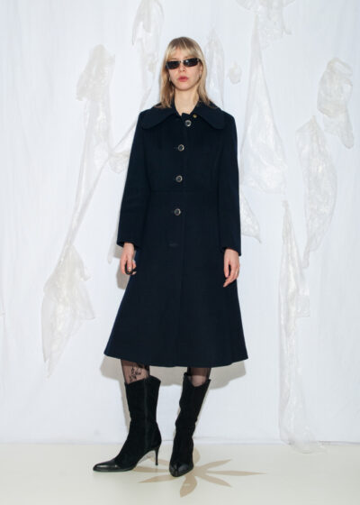 Vintage 60s Mod Wool Coat in Dark Blue