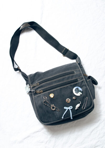 Reworked Y2K Canvas Messenger Bag with Charms and Pins