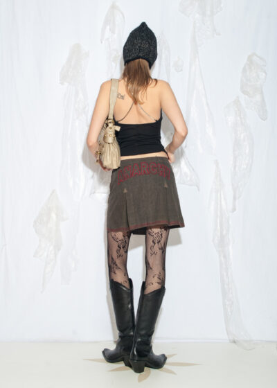 Vintage Y2K Anarchy Micro Skirt in Brown Plaid