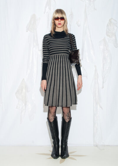 Vintage Y2K Tuzzi Knitted Midi Dress in Grey