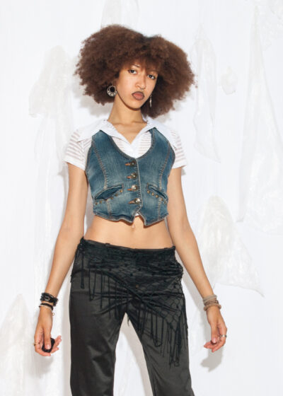 Vintage Y2K Denim Vest in Blue