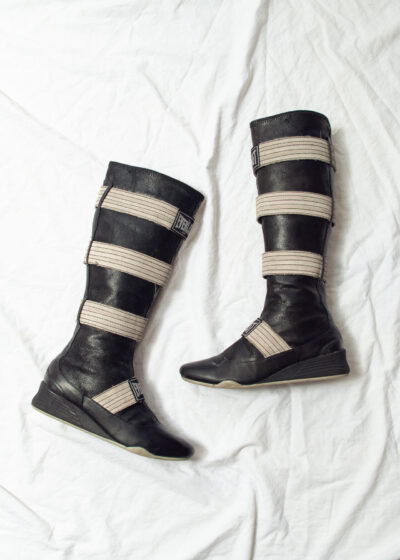 Vintage Y2K Everlast Boxing Boots in Black Leather