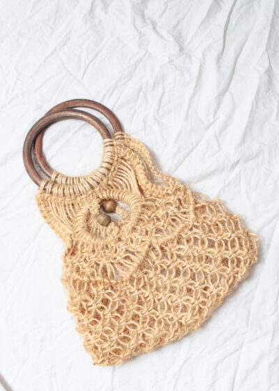Vintage 80s Macrame Bag in Beige