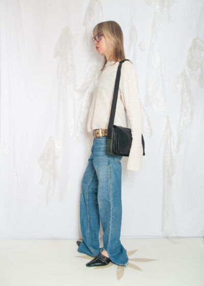 Vintage 90s Leather Shoulder Bag in Black