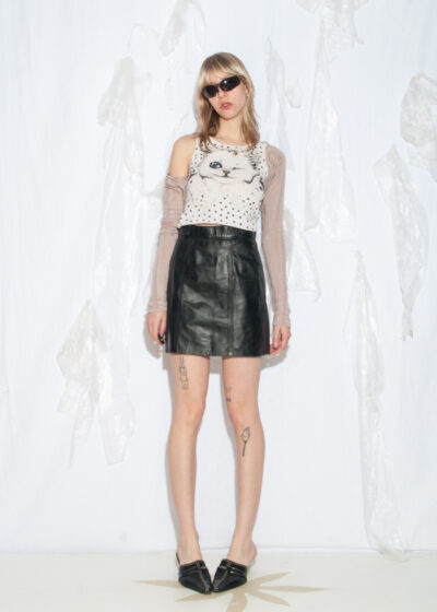 Vintage 80s Leather Mini Skirt in Black