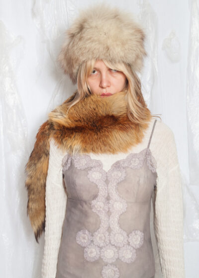 Vintage 60s Real Fox Fur Shawl in Brown