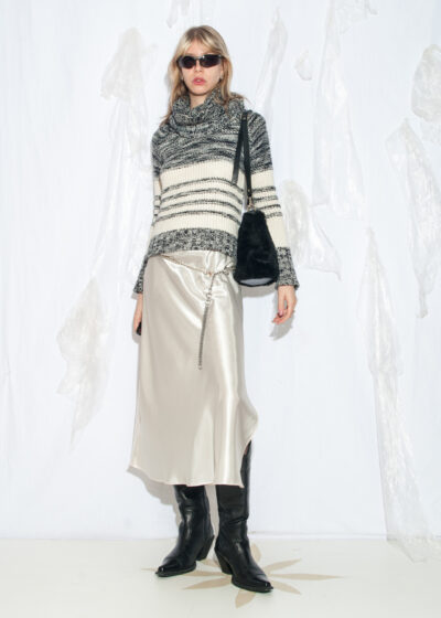 Vintage Y2K Striped Knit Jumper in Black and White