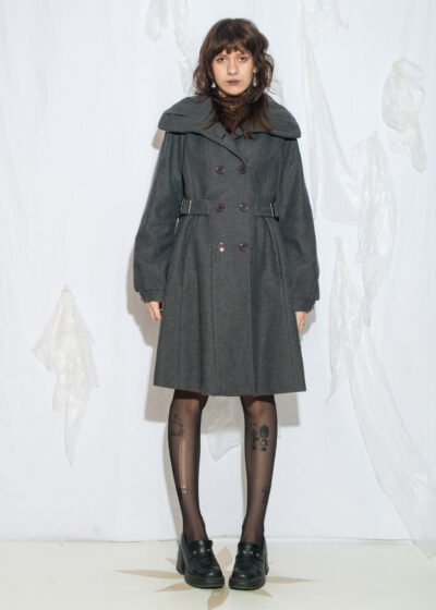 Vintage Y2K Double Breasted Wool Coat in Grey