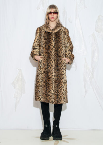 Vintage 70s Leopard Faux Fur Coat