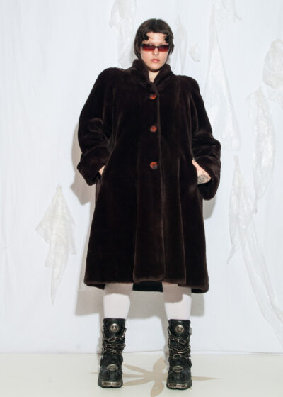 Vintage 80s Faux Fur Winter Coat in Brown