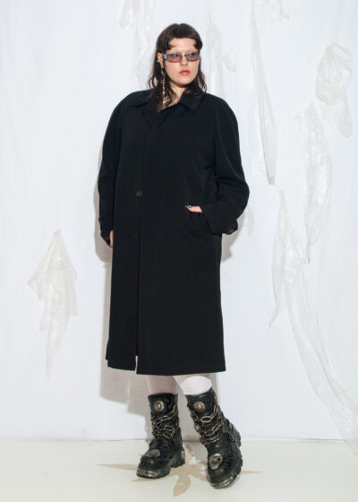 Vintage Y2K Schneiders Oversized Trench Coat in Black