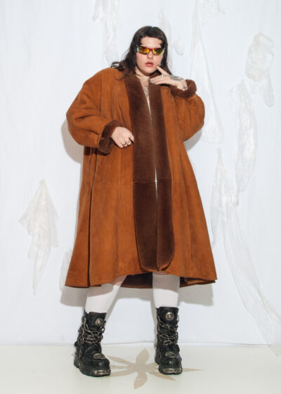 Vintage 70s Oversized Shearling Coat in Brown