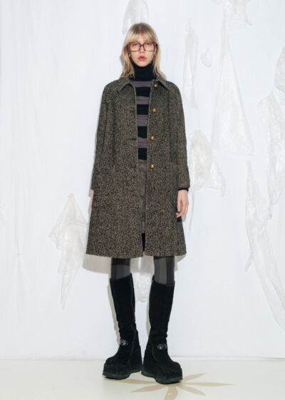 Vintage Y2K Chapeau Wool Coat in Grey