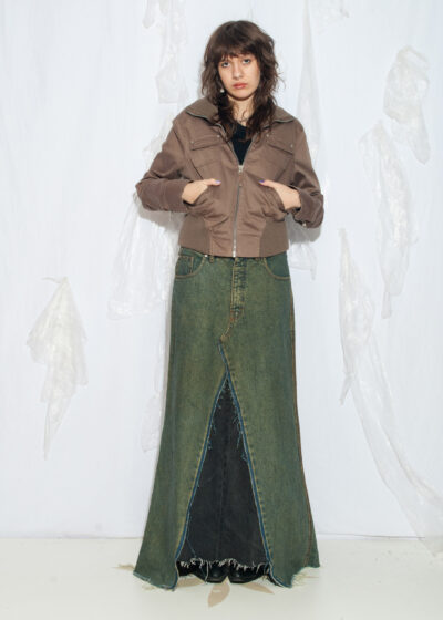 Vintage Y2K Indie Bomber Jacket in Brown Cotton