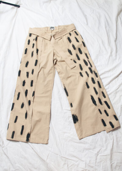 Vintage Jeans Y2K Reworked Painted Beige Flare Pants