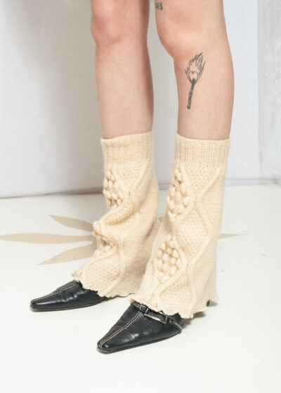 Vintage Y2K Knitted Leg Warmers in Beige