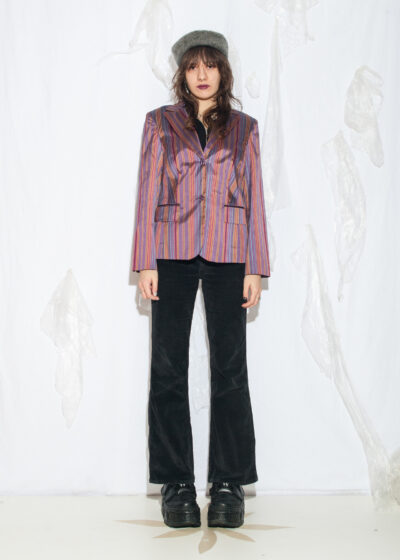 Vintage 90s Peter Hahn Silk Blazer in Purple Striped