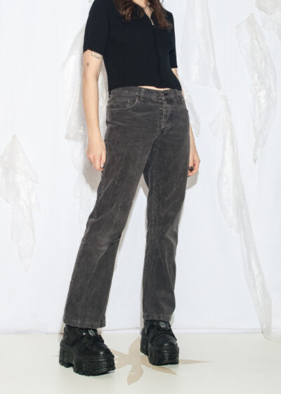 Vintage Y2K Corduroy Bootcut Trousers in Grey
