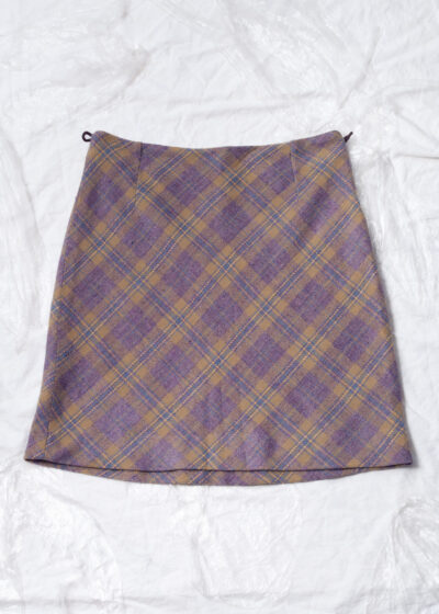 Vintage Y2K Plaid Midi Skirt in Purple