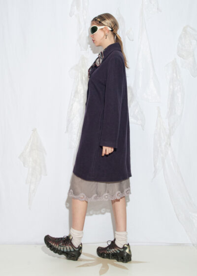 Vintage 90s Minimalist Wool Coat in Plum Noir Purple